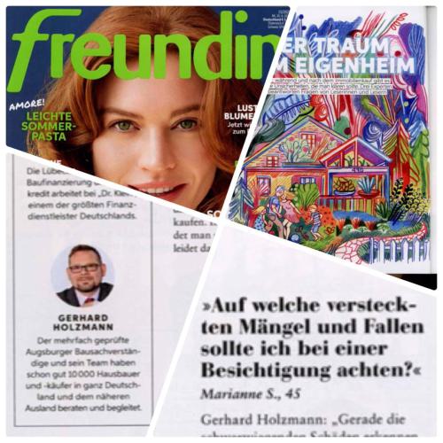 Freundin Ausgabe 30.06.2021 Bausachverständiger Baugutachter Holzmann-Bauberatung Augsburg